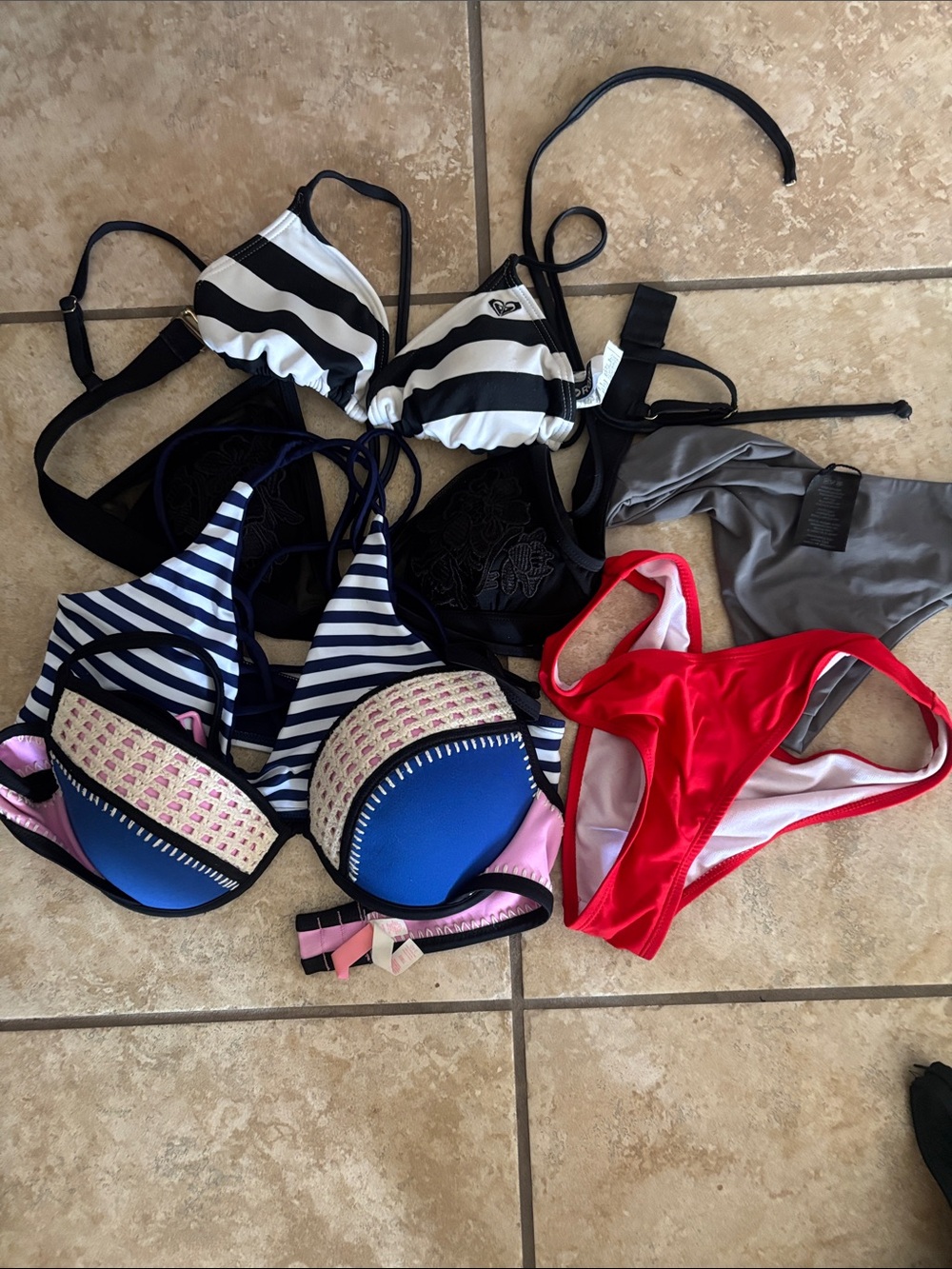 Mixed Women's Bikini Set Lot - Striped, Blue, Red size small